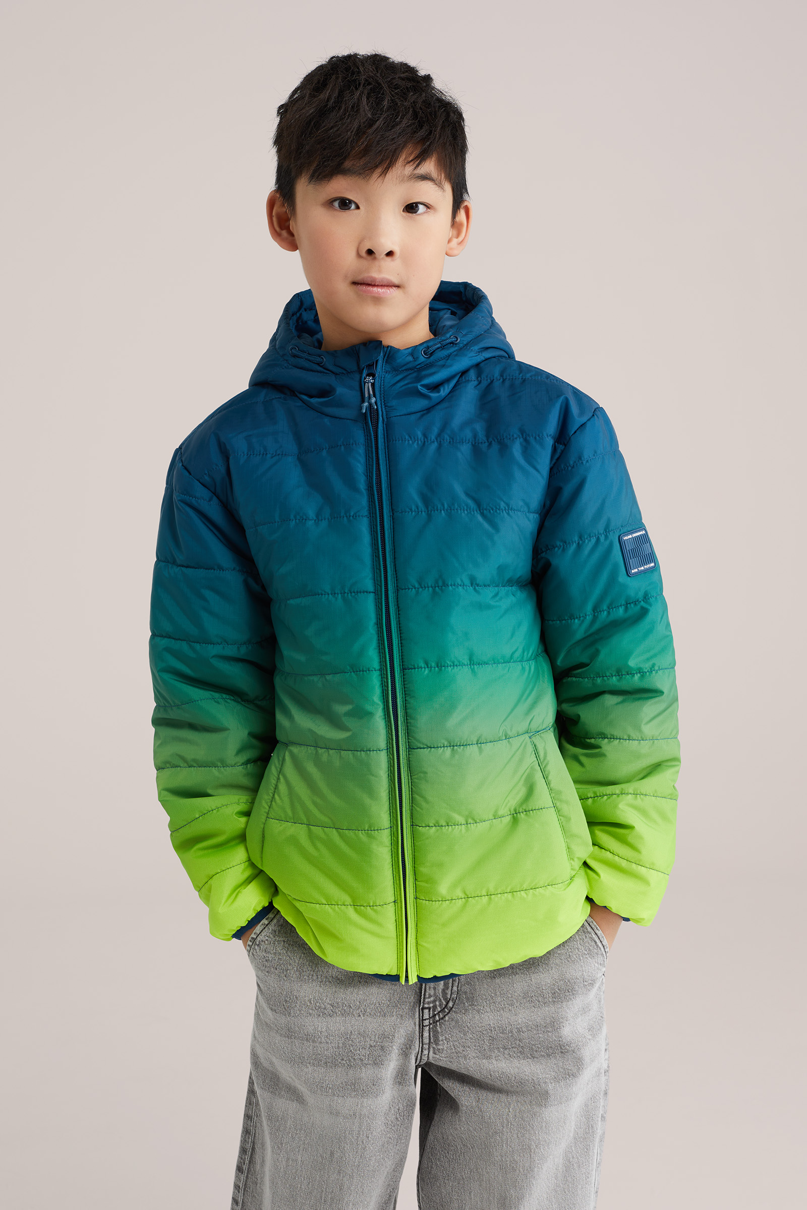 Jongens gewatteerde tussenjas met print