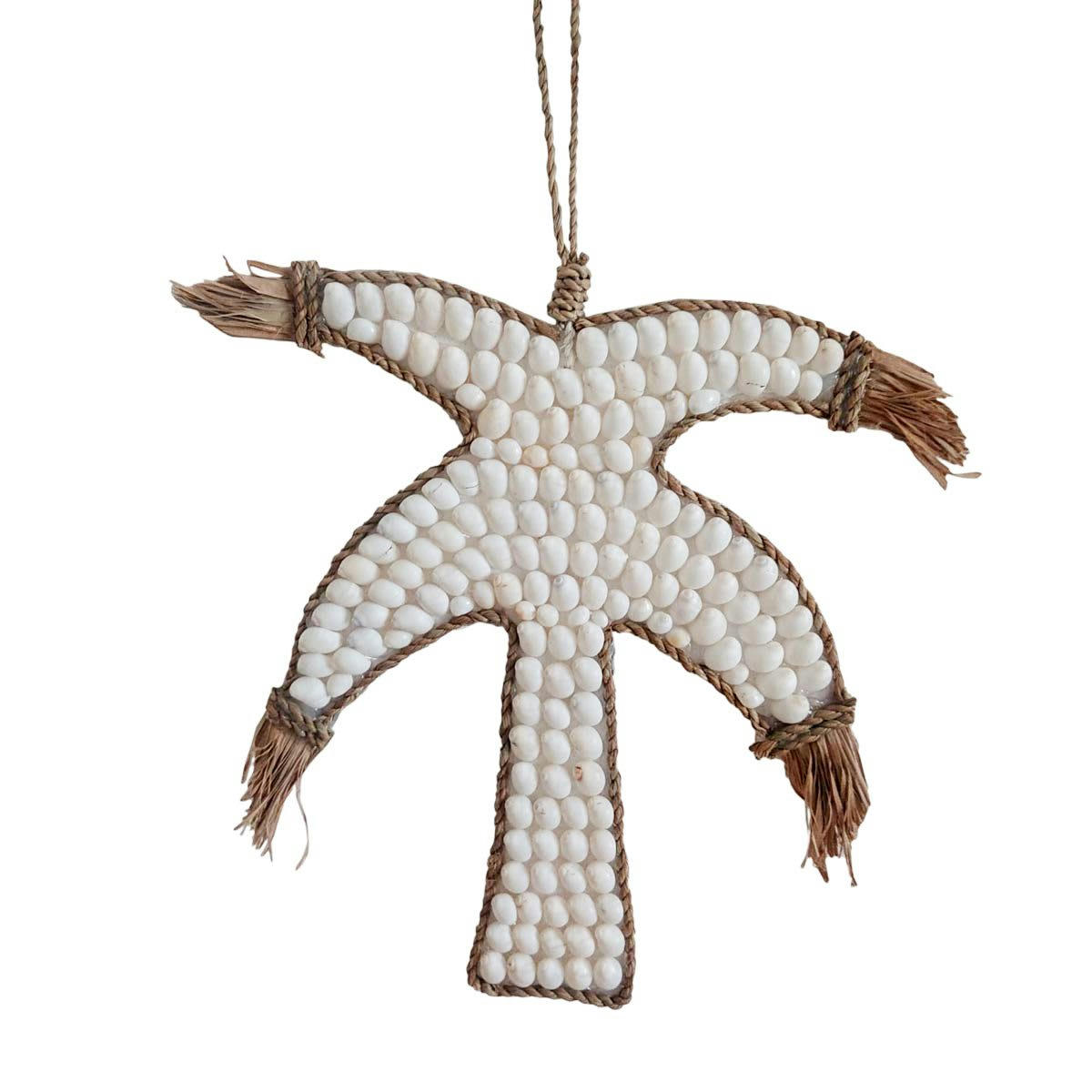 PALMA - Décoration murale en raphia et coquillages H36 cm x L26 cm