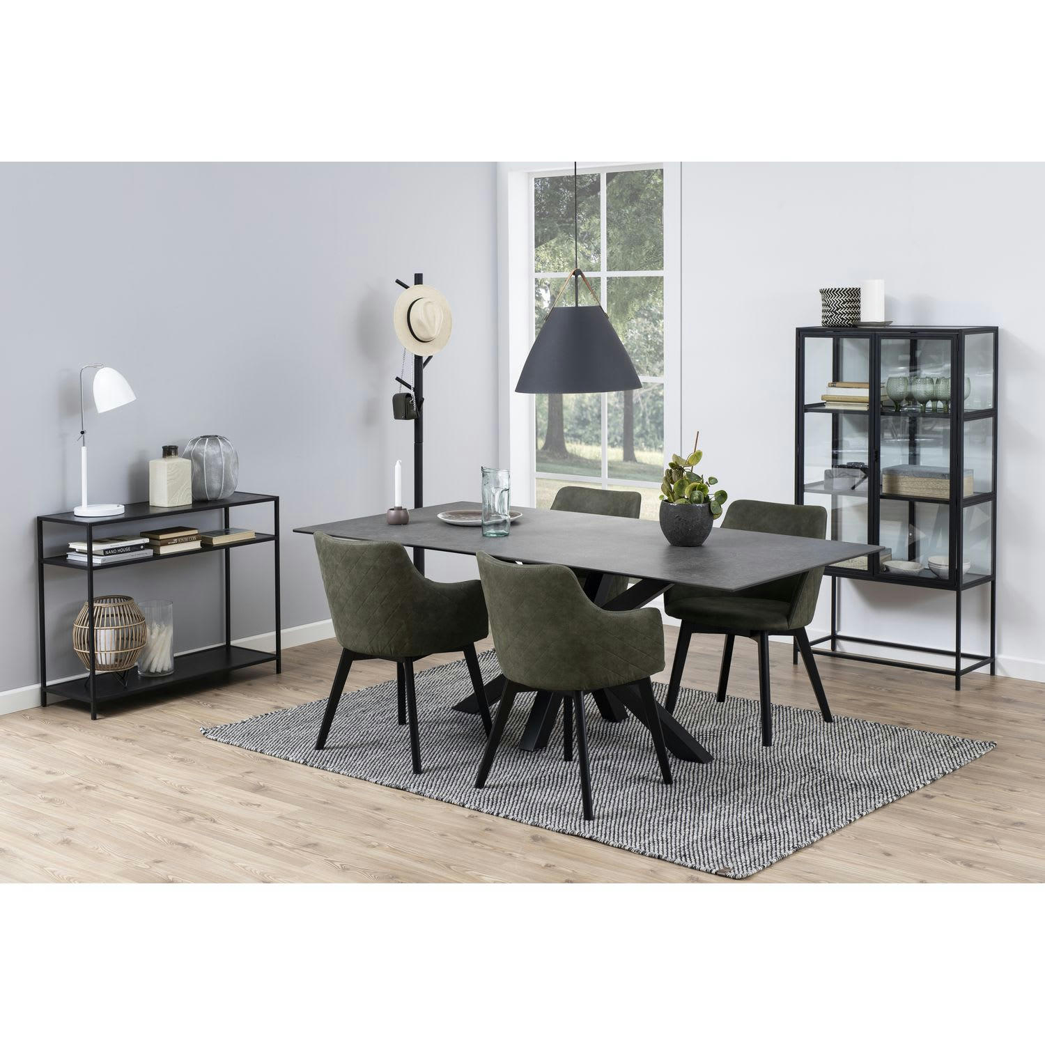 SIREINE - Console 3 étages en mdf et métal noir noir