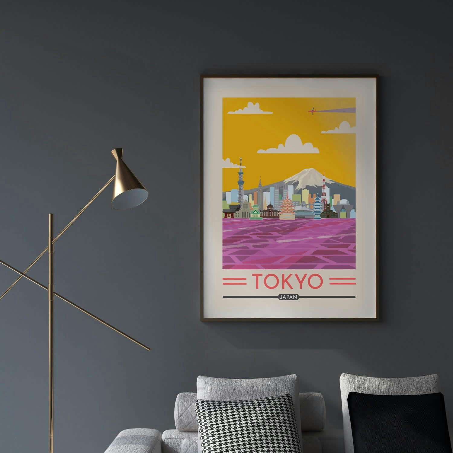 CIUDADES - Affiche avec cadre noir - Tokyo - 50x70