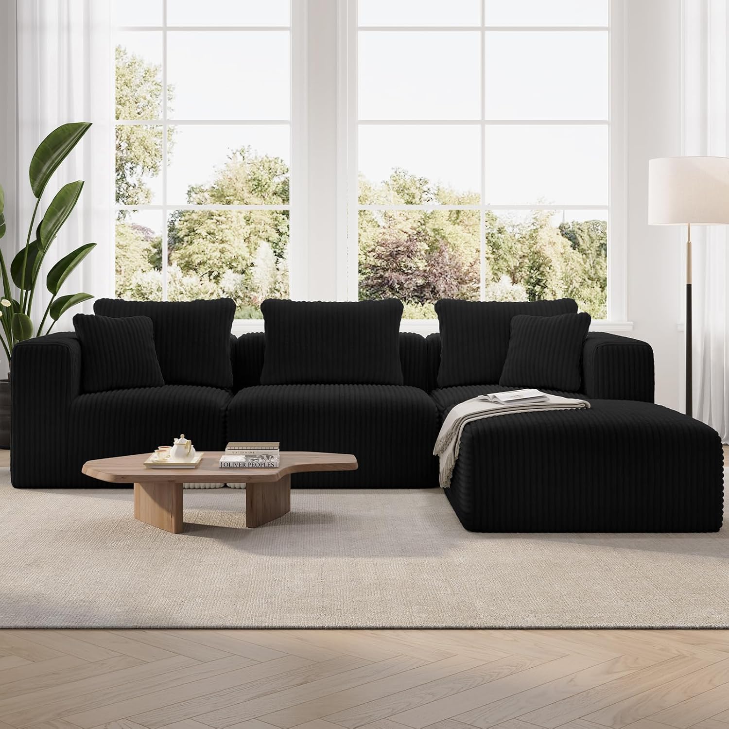 Novilla 106 Modular Sectional Sofa, Modern Cloud Sectional Couch with Smarts Coil® Support, L-Shape Boneless Couch for Living Room Apartments Bedroom, No Assembly Required (3 Seat w/ 1 Ottoman)