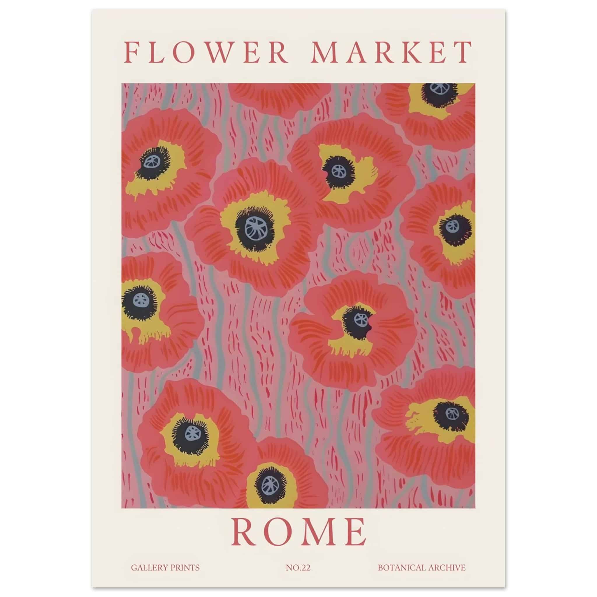 Artfulprints Poster Flower market - Rome  - 50x70 cm - Roze