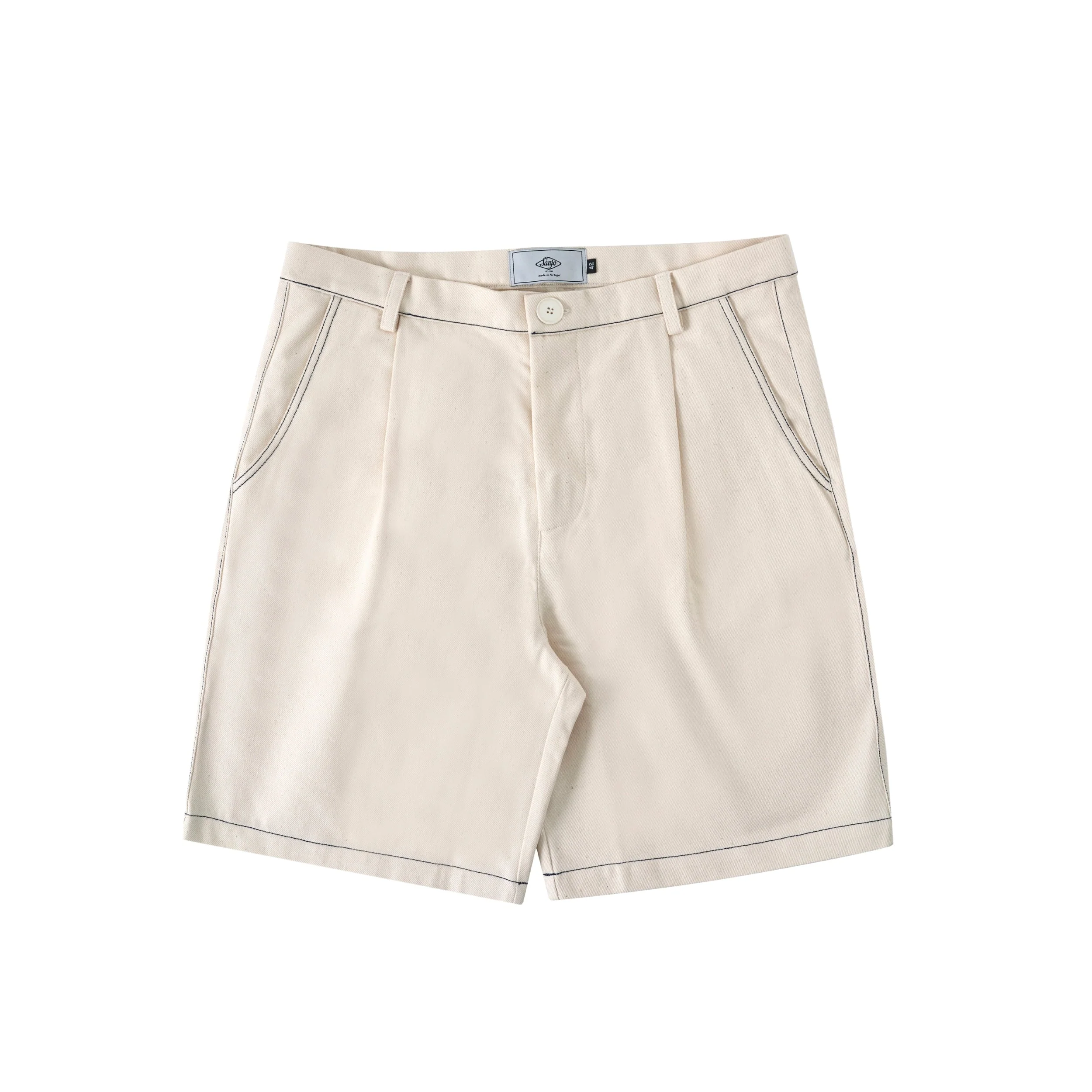 Sanjo Contrast Work Shorts // Ecru