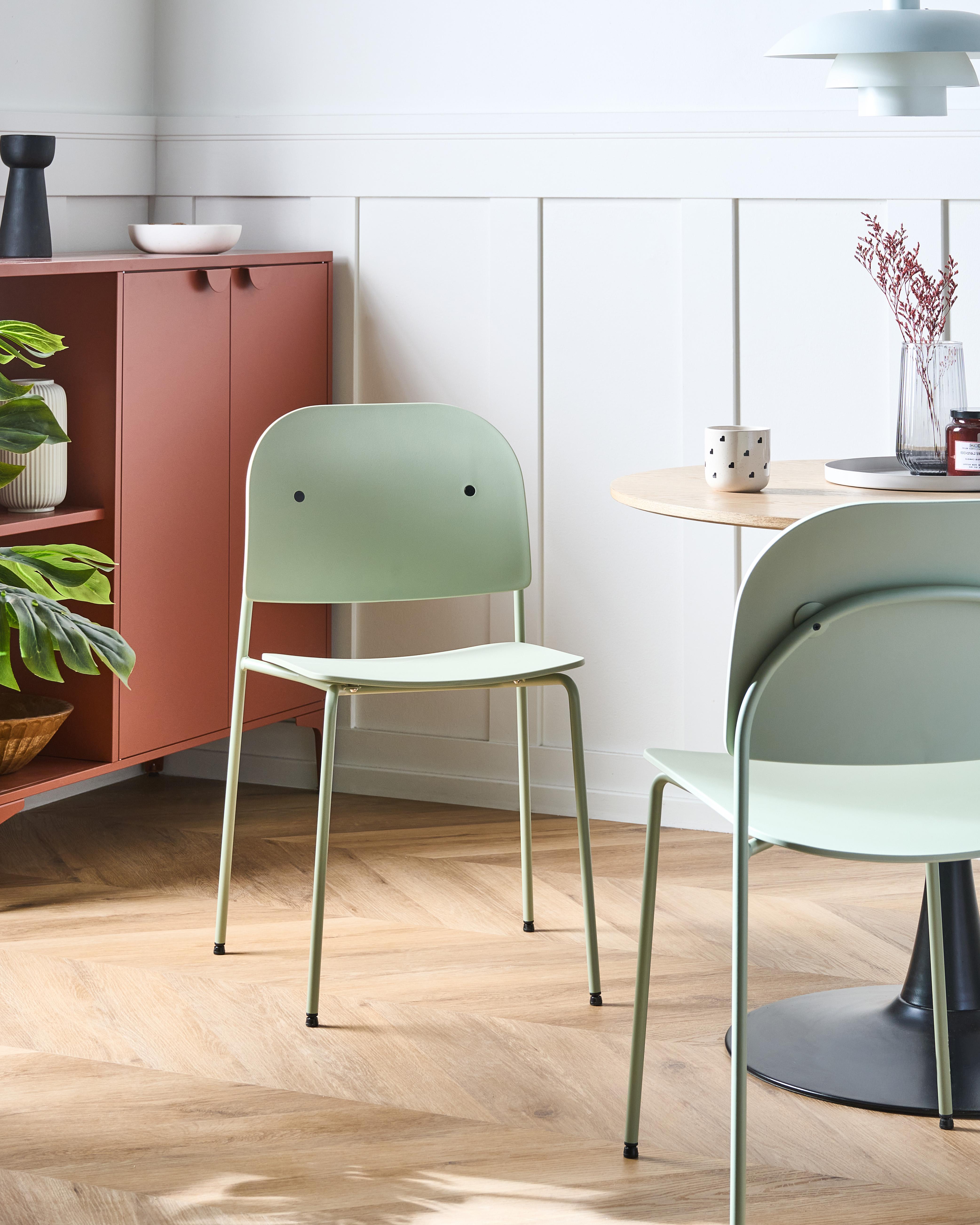 Set of 2 Dining Chairs WINDUST Metal Mint Green