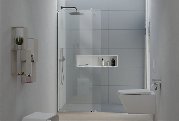 Paroi de douche 195x120cm en verre claire 8mm, Cabine de douche porte coulissante - NT101