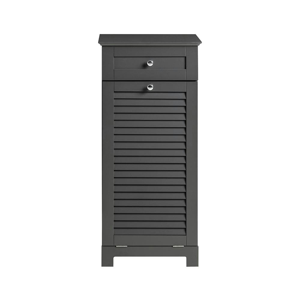 - Meuble bas de salle de bain effet bois gris 1 tiroir 1 panier à linge