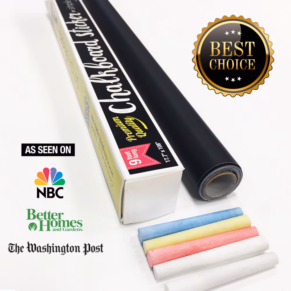 Chalkboard Contact Paper Roll: 9 ft with 5 Color Chalk