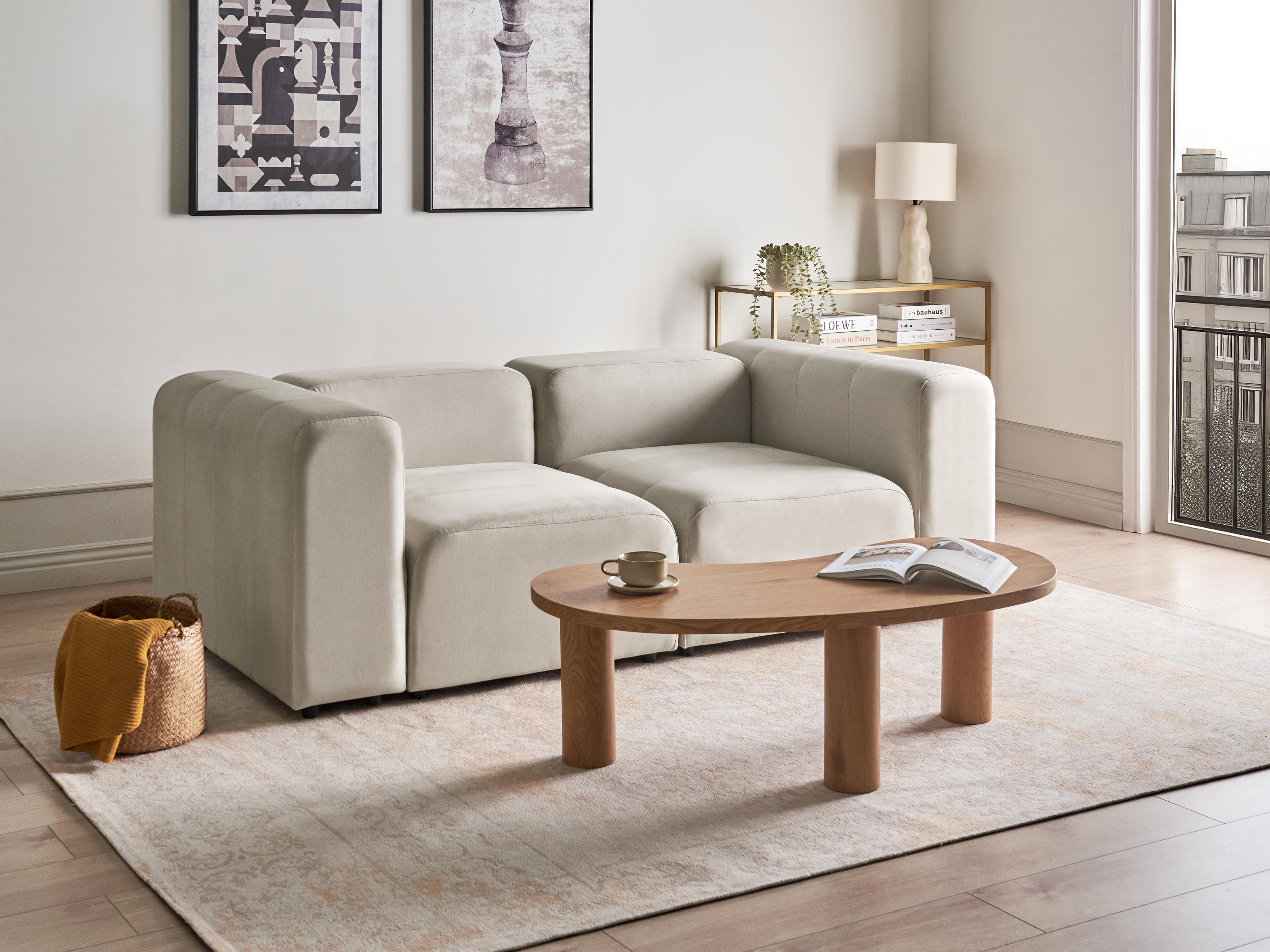 Modular Sofa 2 Seater FALSTERBO Velvet Beige