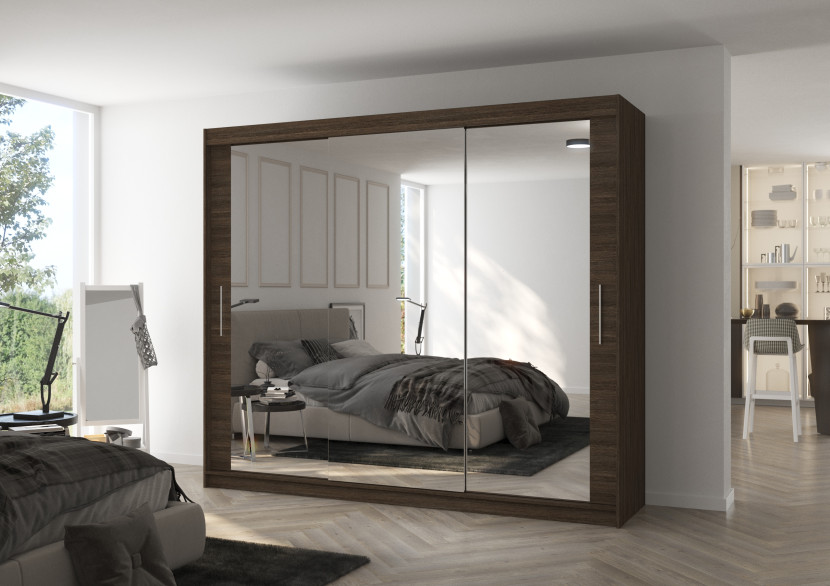 Szafa przesuwna z lustrem CHESTER 250 Choco