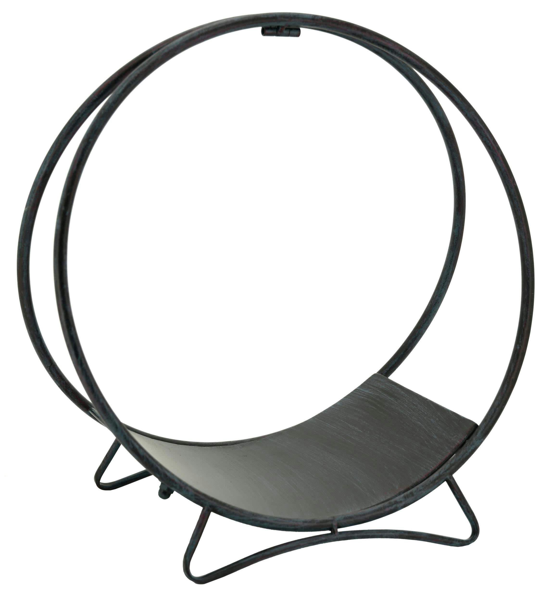 - Porte-bûches rond en métal vieilli