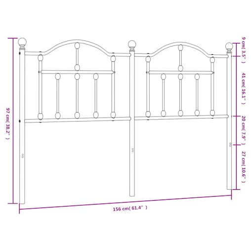 NNEVL Metal Headboard White 152 cm