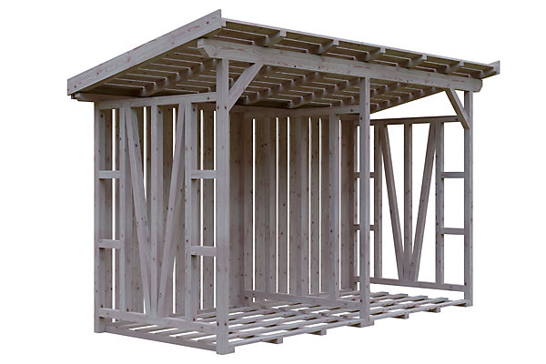 Abri bûches SKAN HOLZ Max 2, 370 x 160cm, non traité