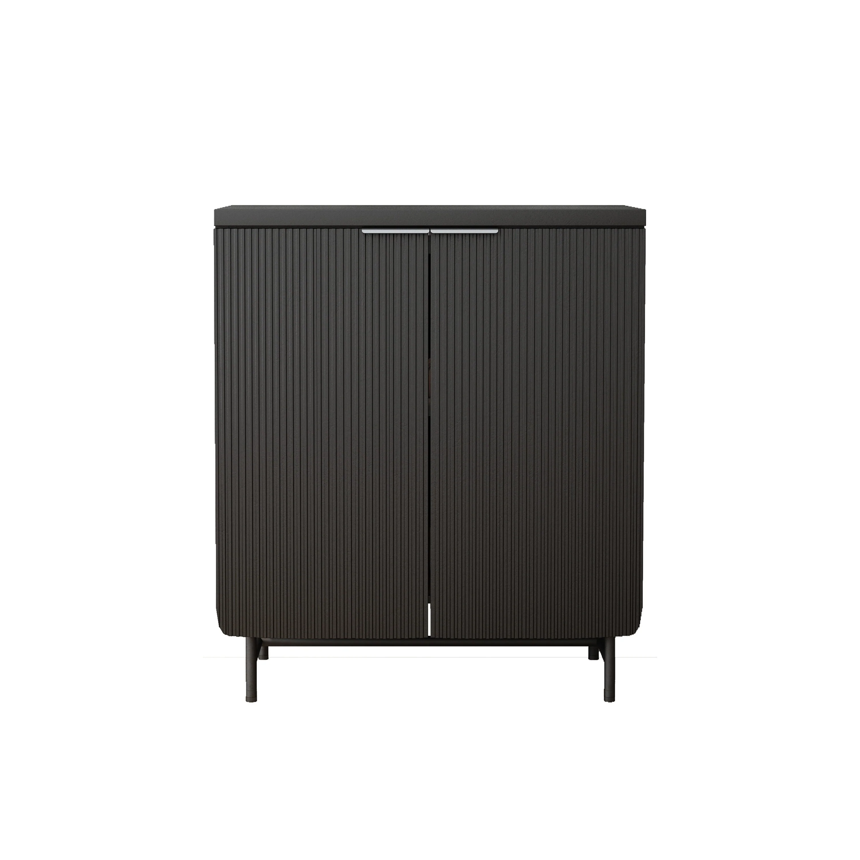HomeRoots 35 Black Wood Textured Door Accent Cabinet With Two Doors