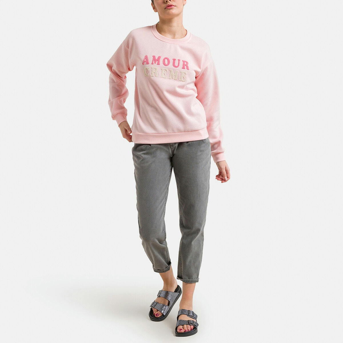 Sweat col rond, motif devant