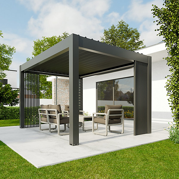 Panneau tube 15 cm pour pergola gris anthracite H.225 x l.60 cm 4ALU