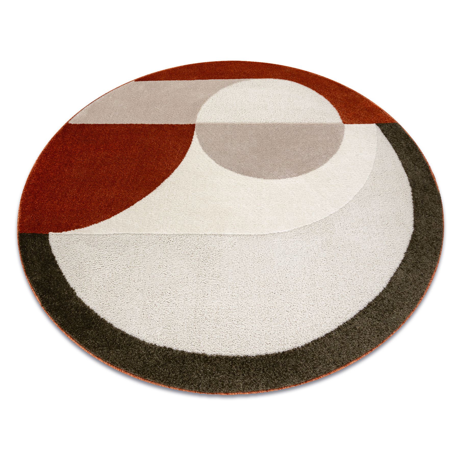 Dywan DUNE 8088 krem / terakota - Geometryczny, strukturalny koło 120 cm