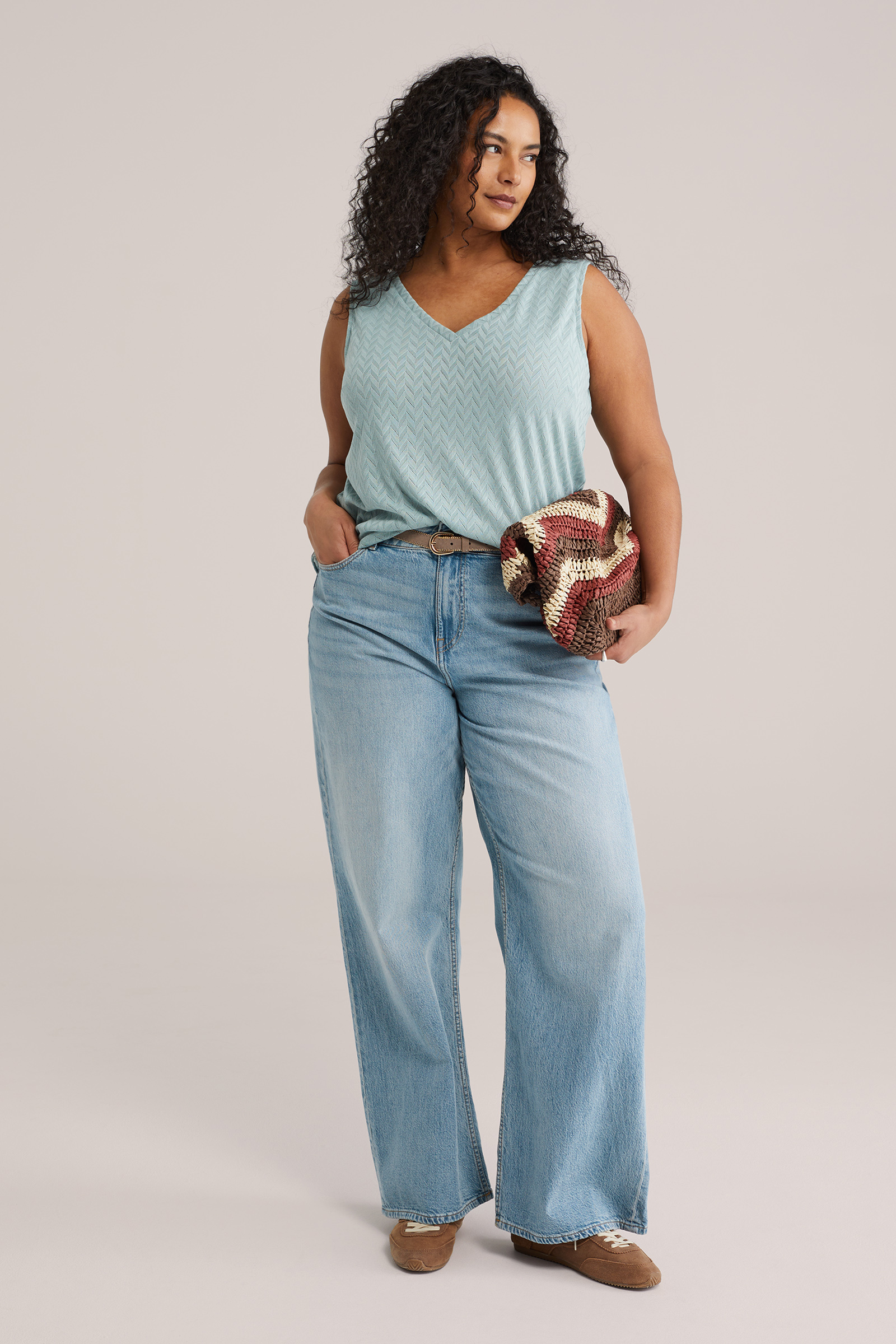 Dames singlet met open structuur - Curve