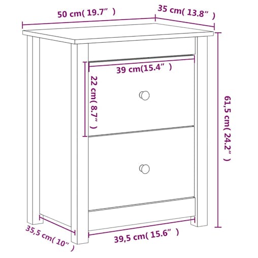 NNEVL Bedside Cabinets 2 pcs White 50x35x61.5 cm Solid Wood Pine