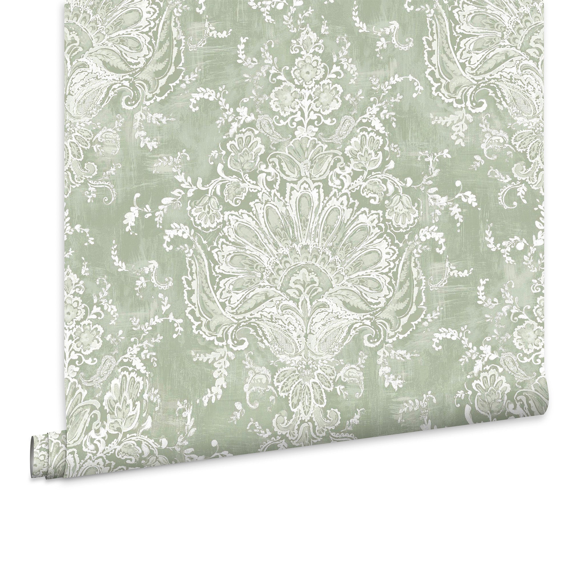 Laura Ashley Vliesbehang - Maddox Saliegroen