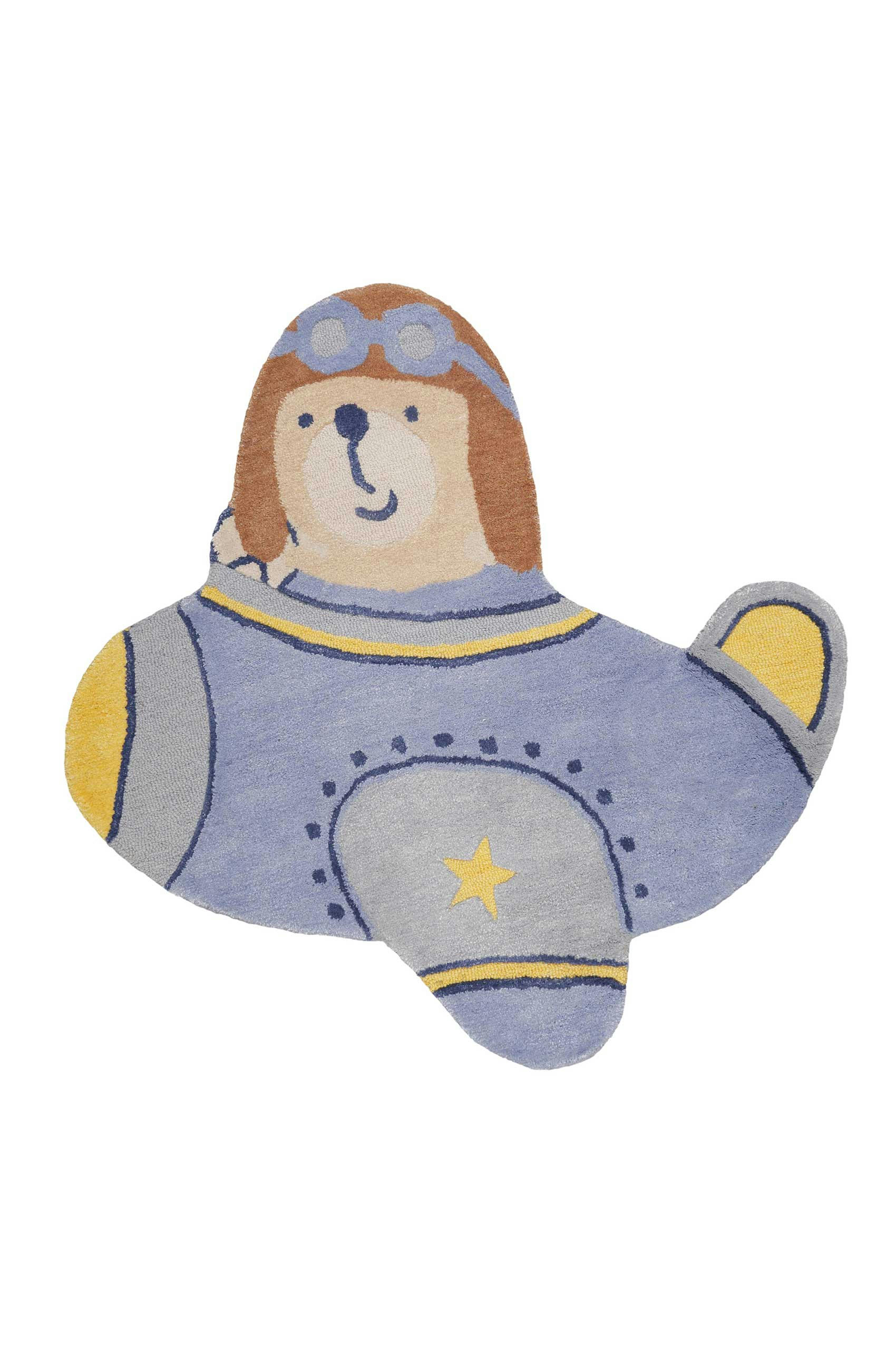 ANTON - Tapis enfant aviateur multicolore pastel 120x120