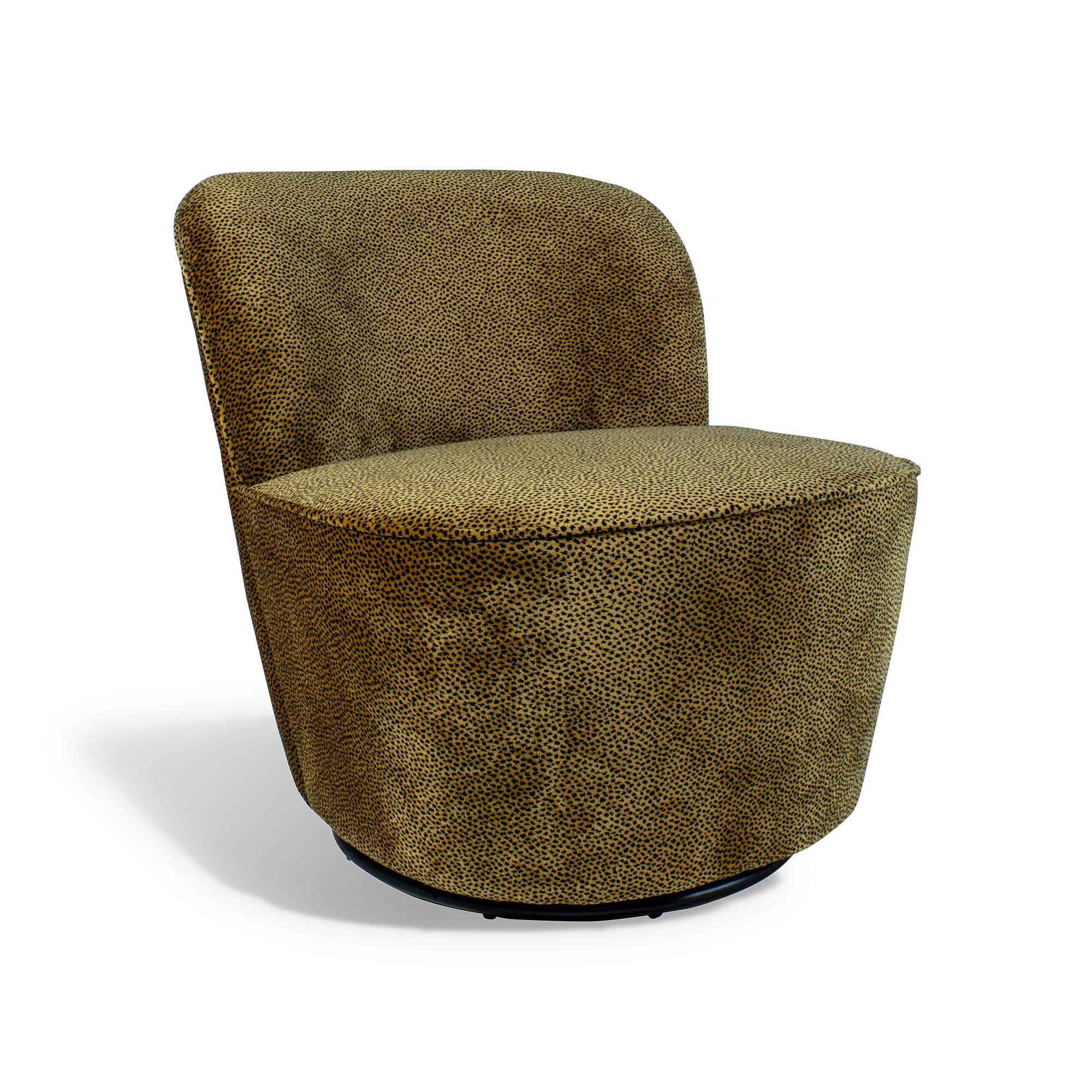 COSY - Fauteuil pivotant en velours lisse léopard