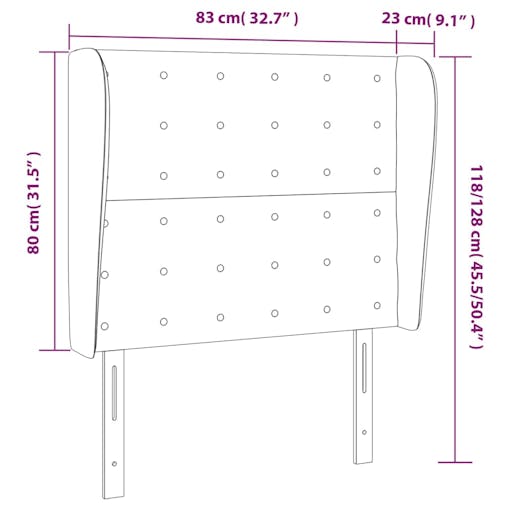 NNEVL Headboard with Ears Black 83x23x118/128 cm Faux Leather