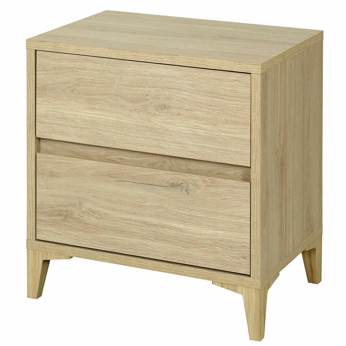KIRA - Chevet 2 tiroirs effet bois chêne