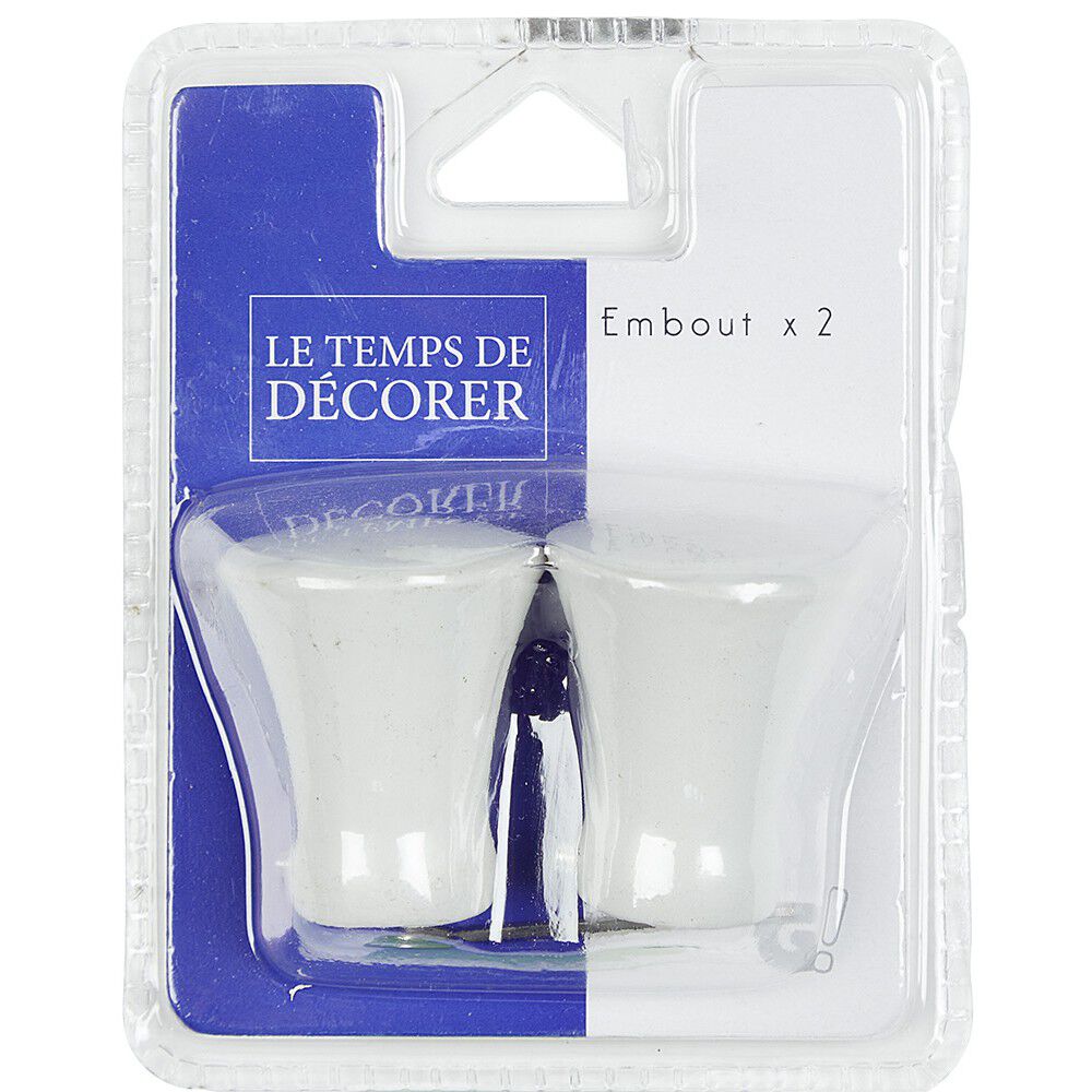 Embout pour tringle à rideaux x2 blanc aluminium