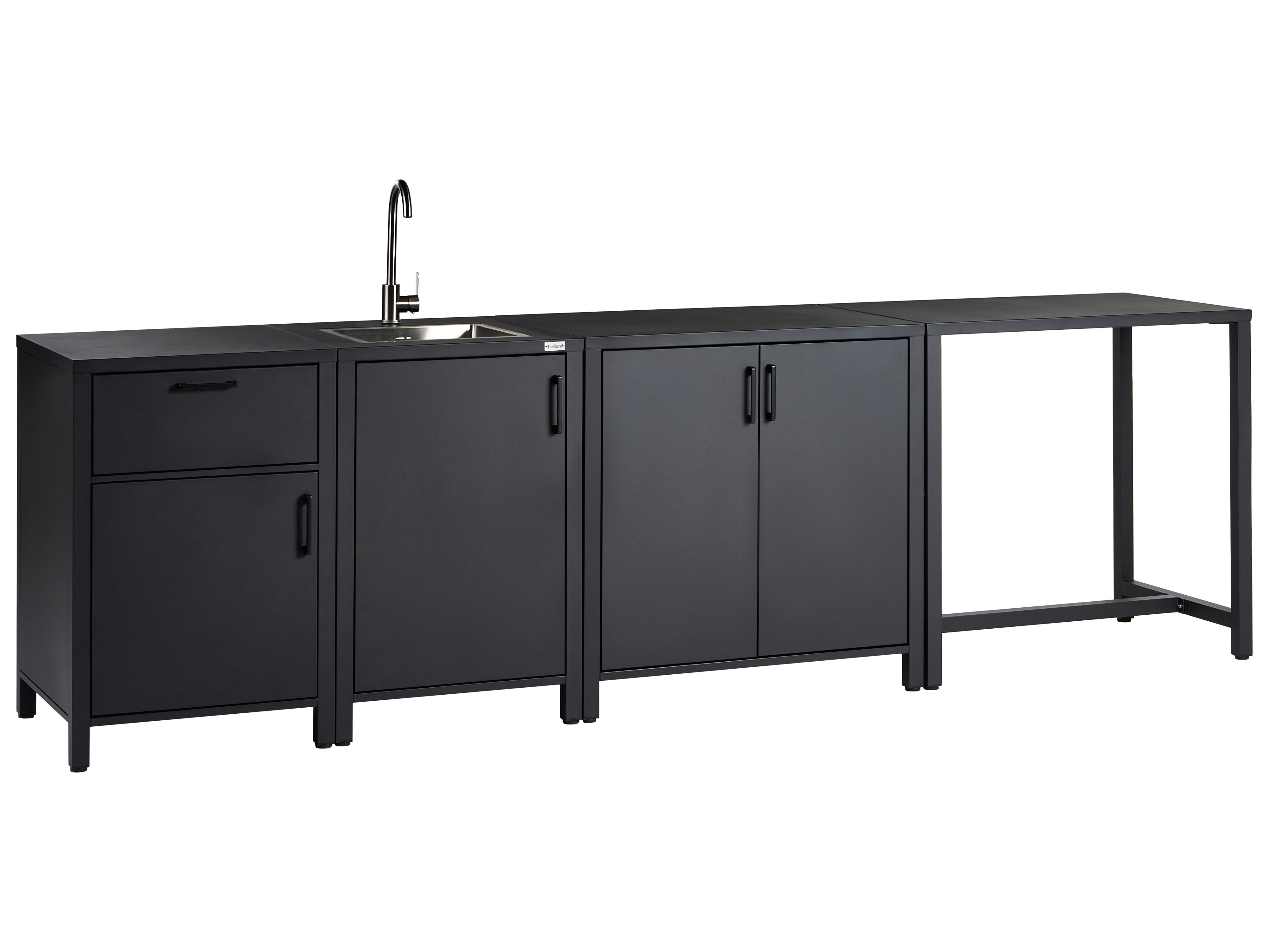 Outdoor Kitchen Set with Sink ROCHA Metal Graphite Grey