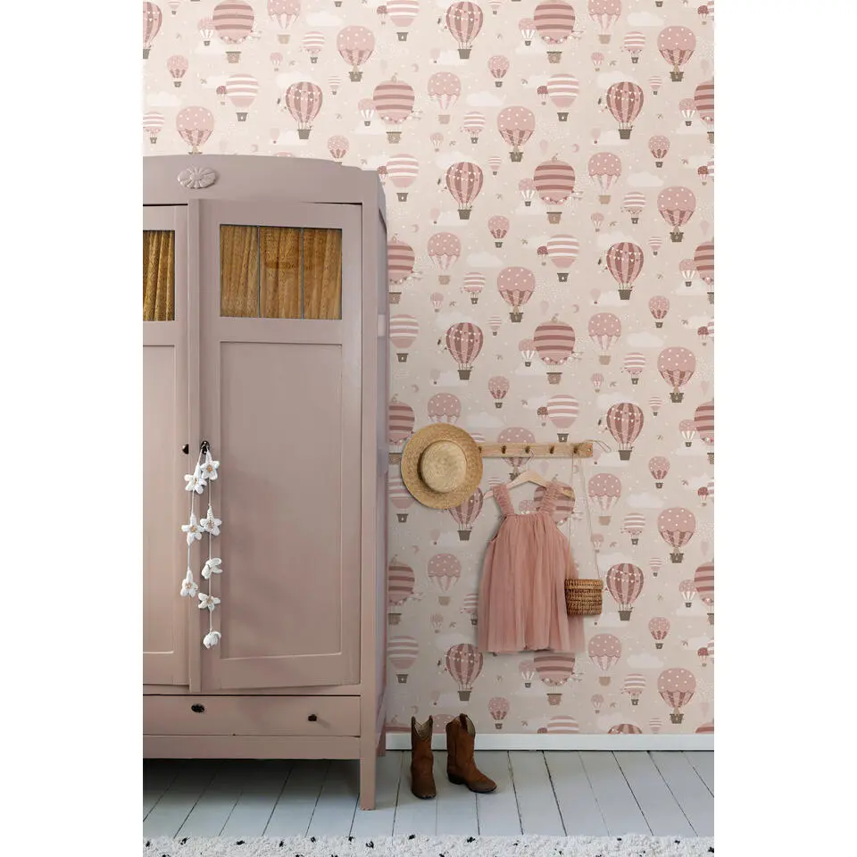 ESTAhome behang luchtballonnen roze - 50 x 900 cm