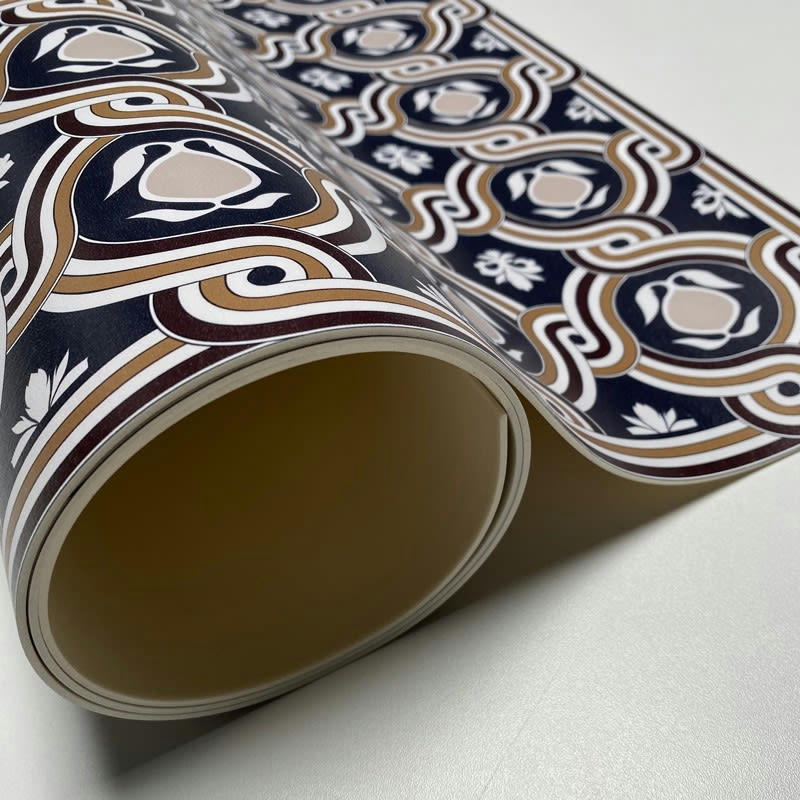 VENEZIA BOURGOGNE - Tapis Vinyle Médium l 50xL120cm Multicolore Carreaux de ciment