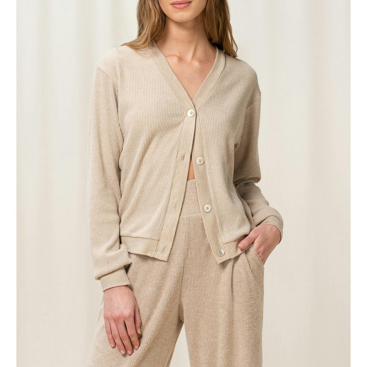 Cardigan côtelé recyclé Thermal