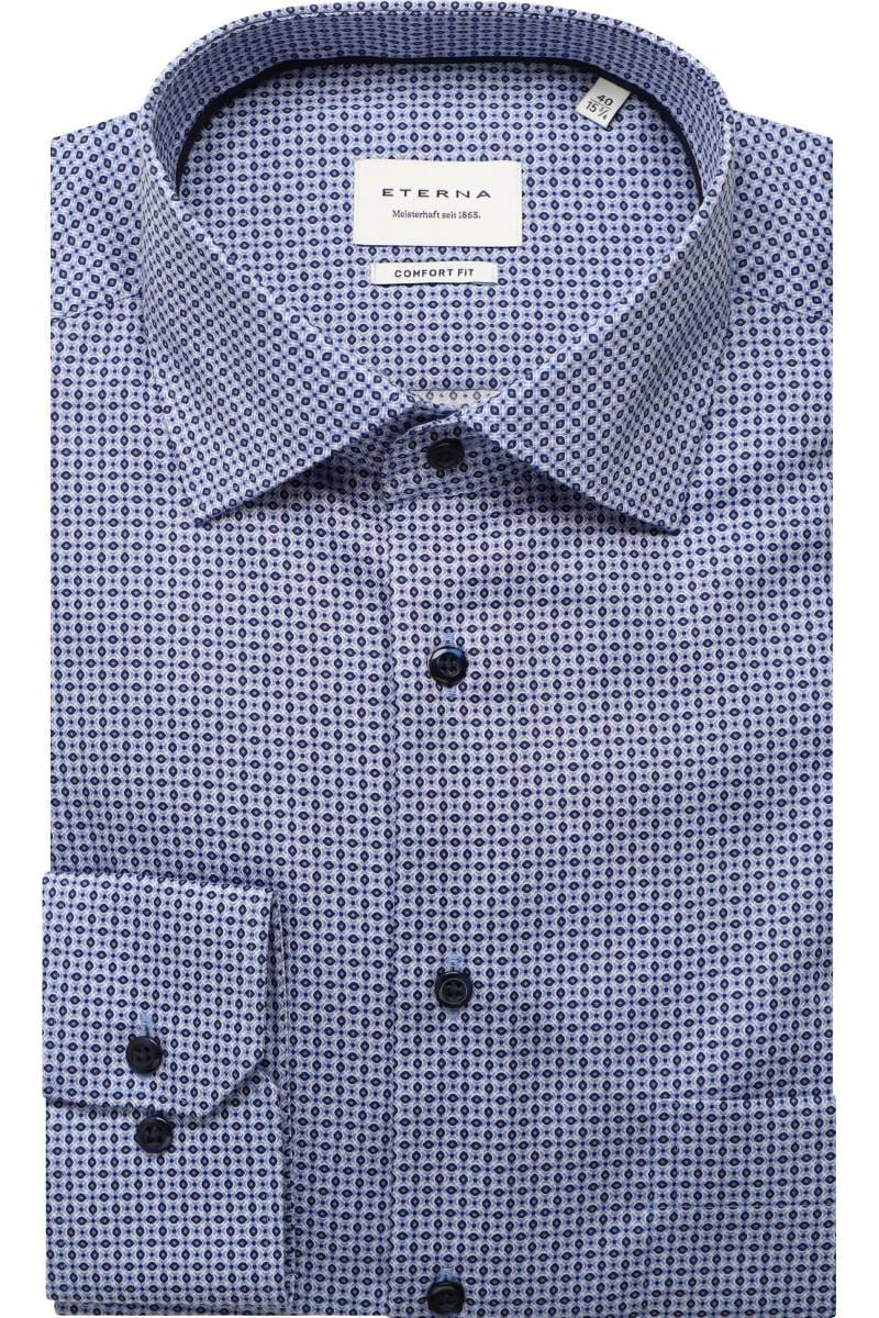 ETERNA Comfort Fit Hemd mittelblau, Bedruckt (super langer Arm)