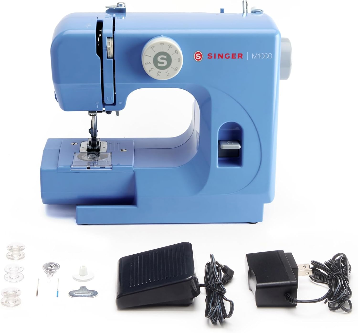 SINGER® M1000 Mending Machine (Blue) with Accessories | 4 Built in Stitches deliver 32 Stitch Applications | Compact, Lightweight, Portable | Great for Light to Medium Weight Fabrics & Repairs