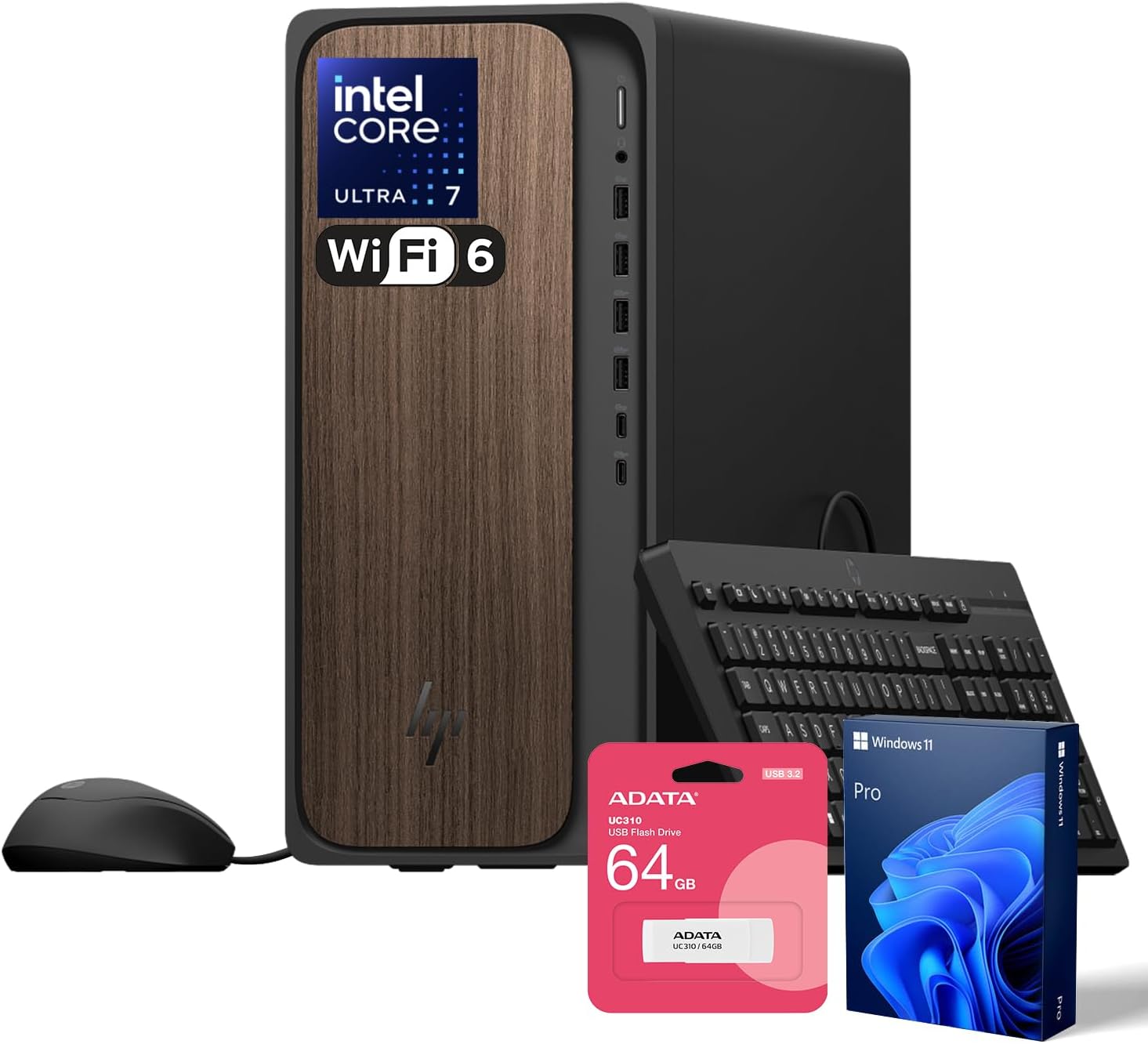 HP OmniDesk(Envy Next Brand) M03 Premium Business Next Gen AI PC Desktop  Intel Core Ultra 7 265  32GB DDR5 RAM  1TB SSD  W11P  USB-C  Wi-Fi 6  Wired KB & Mouse  Bundle with ADATA 64GB USB Flash Drive