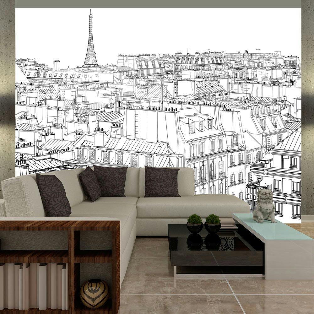 - Papier peint panoramique architecture croquis parisien 350x270 cm