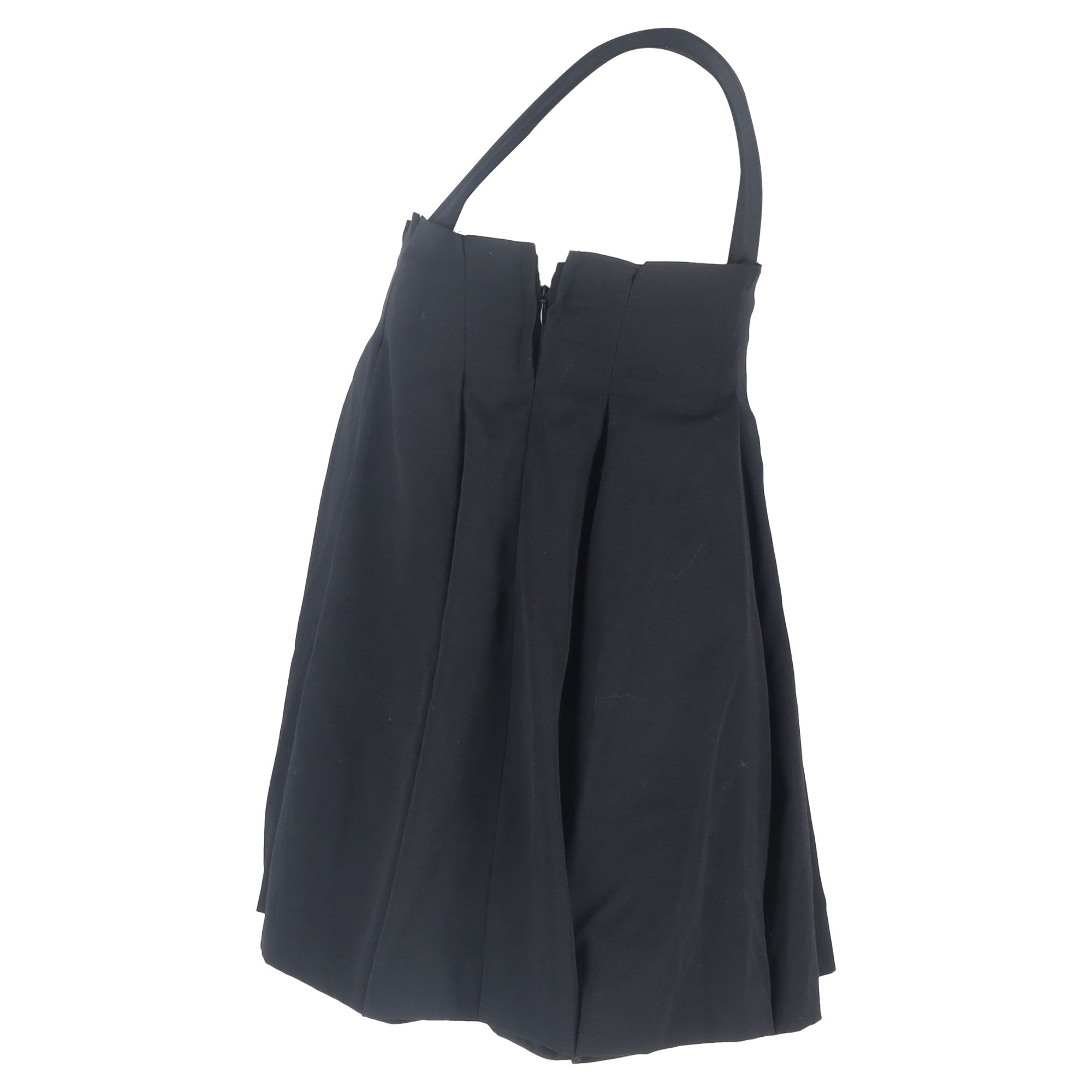 Comme Des Garcons Preloved Pleated Sleeveless Tunic Top in Black Wool
