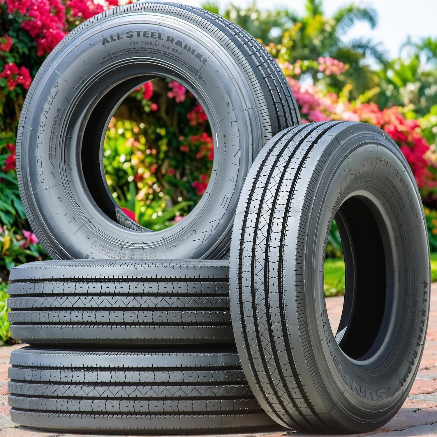 Set of 4 (FOUR) Suntek HD Trail + All Steel Heavy Duty Premium Trailer Radial Tires-ST225/75R15 225/75/15 225/75-15 123/119M Load Range G LRG 14-Ply BSW Black Side Wall