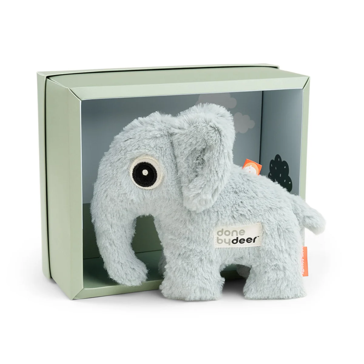Done by Deer - Kuscheltier in Geschenkbox, Elphee, blau