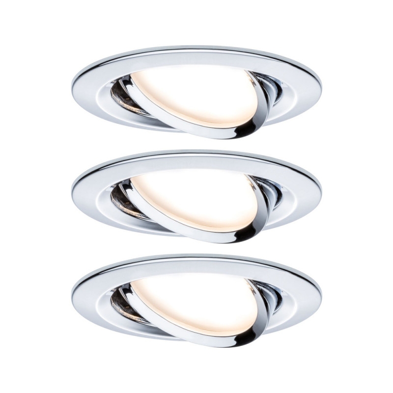 Spot encastrable LED Nova chrome GU10 blanc chaud IP23 6,5 W 3 pièces PAULMANN