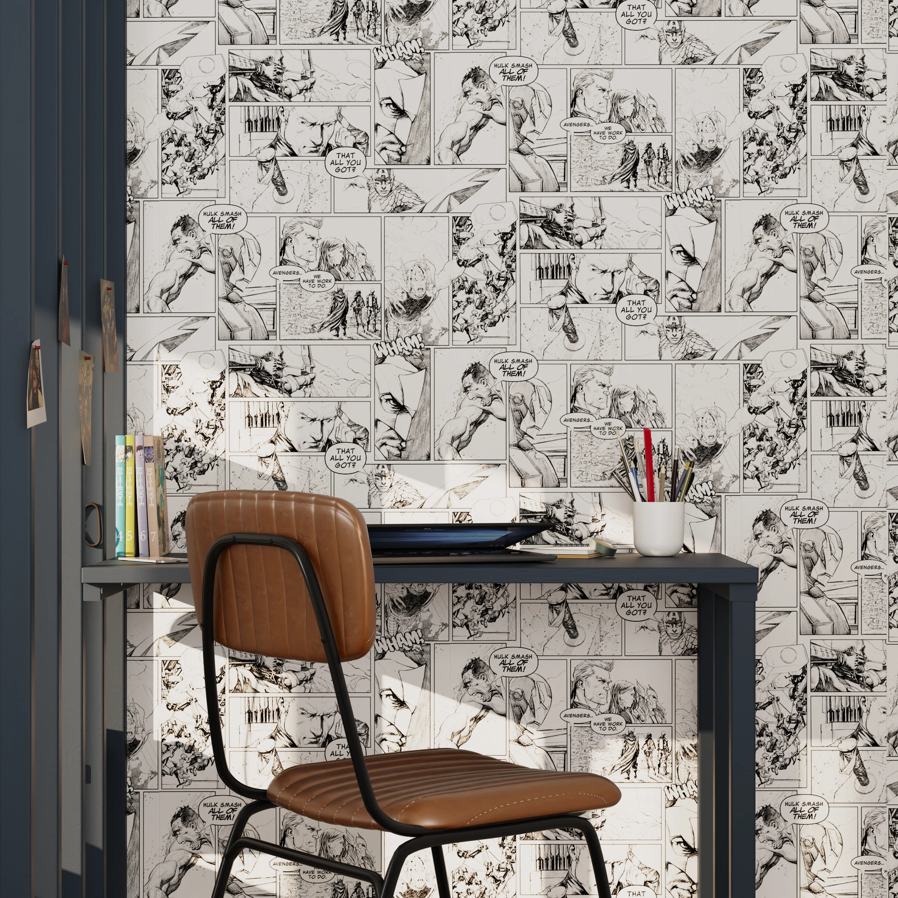 Papier peint intissé MARVEL BD coloris blanc