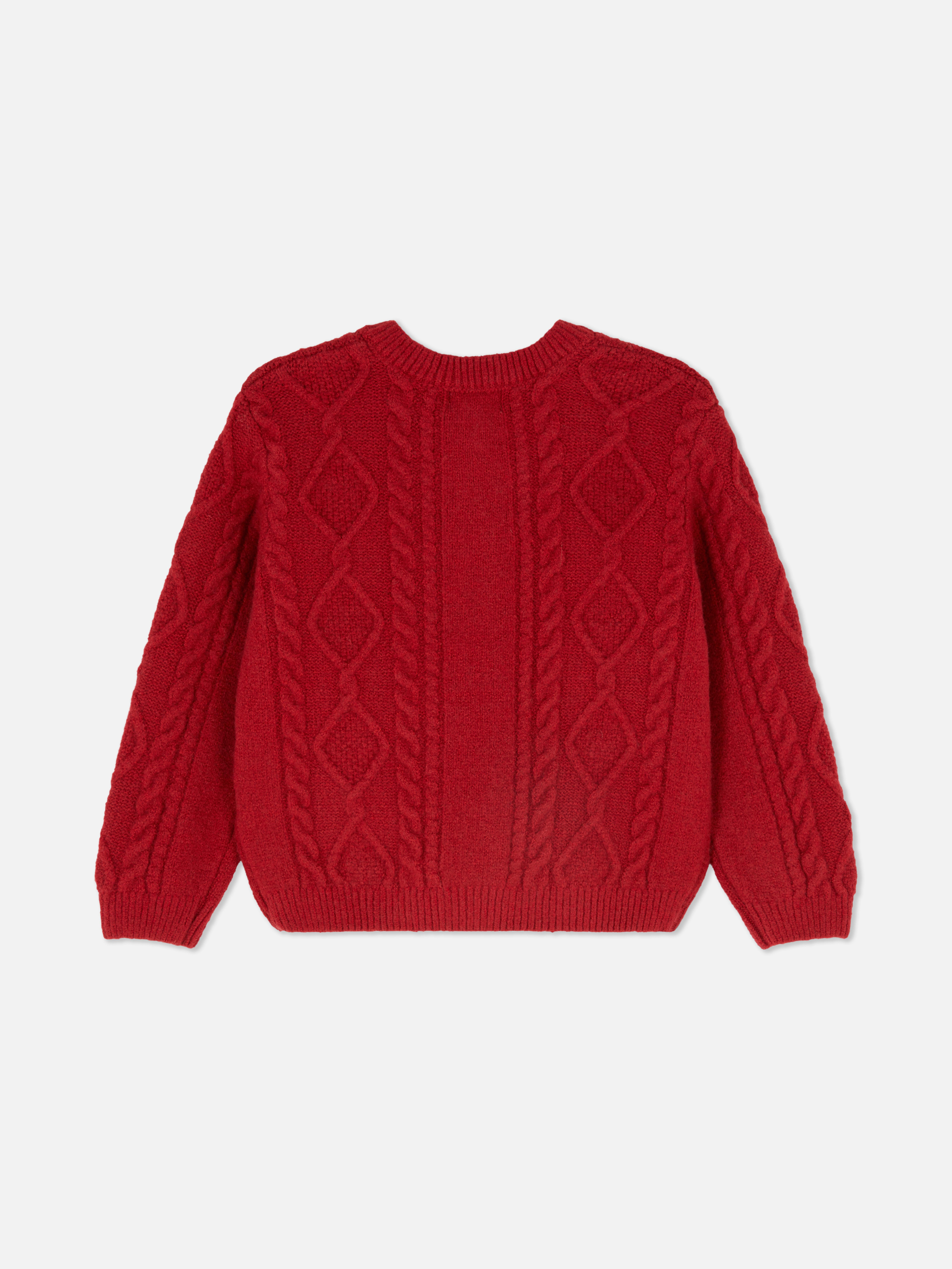 1.5-8yrs | Christmas Holly Cable Knit Cardigan