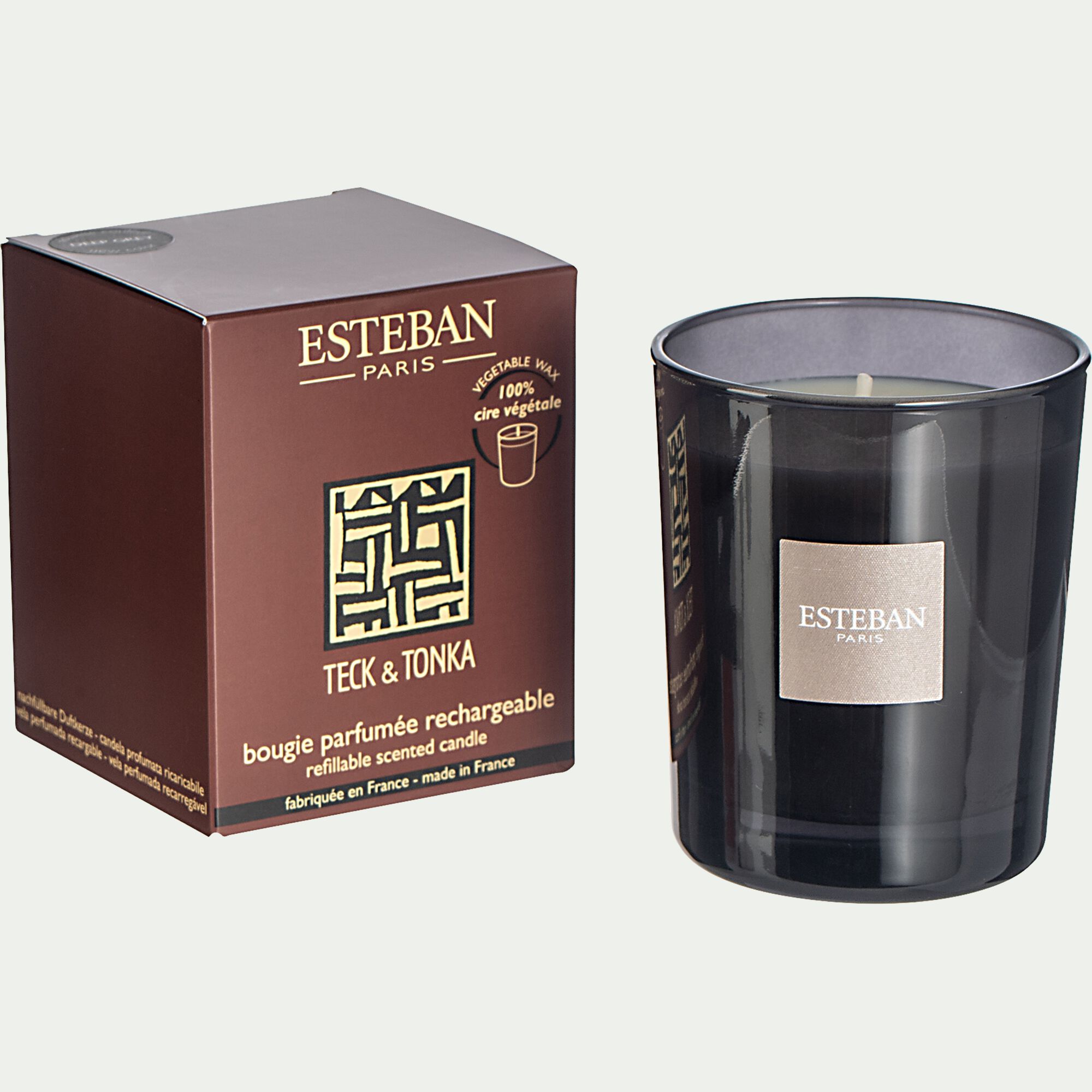 ESTEBAN - Bougie parfumée senteur teck et tonka 170g