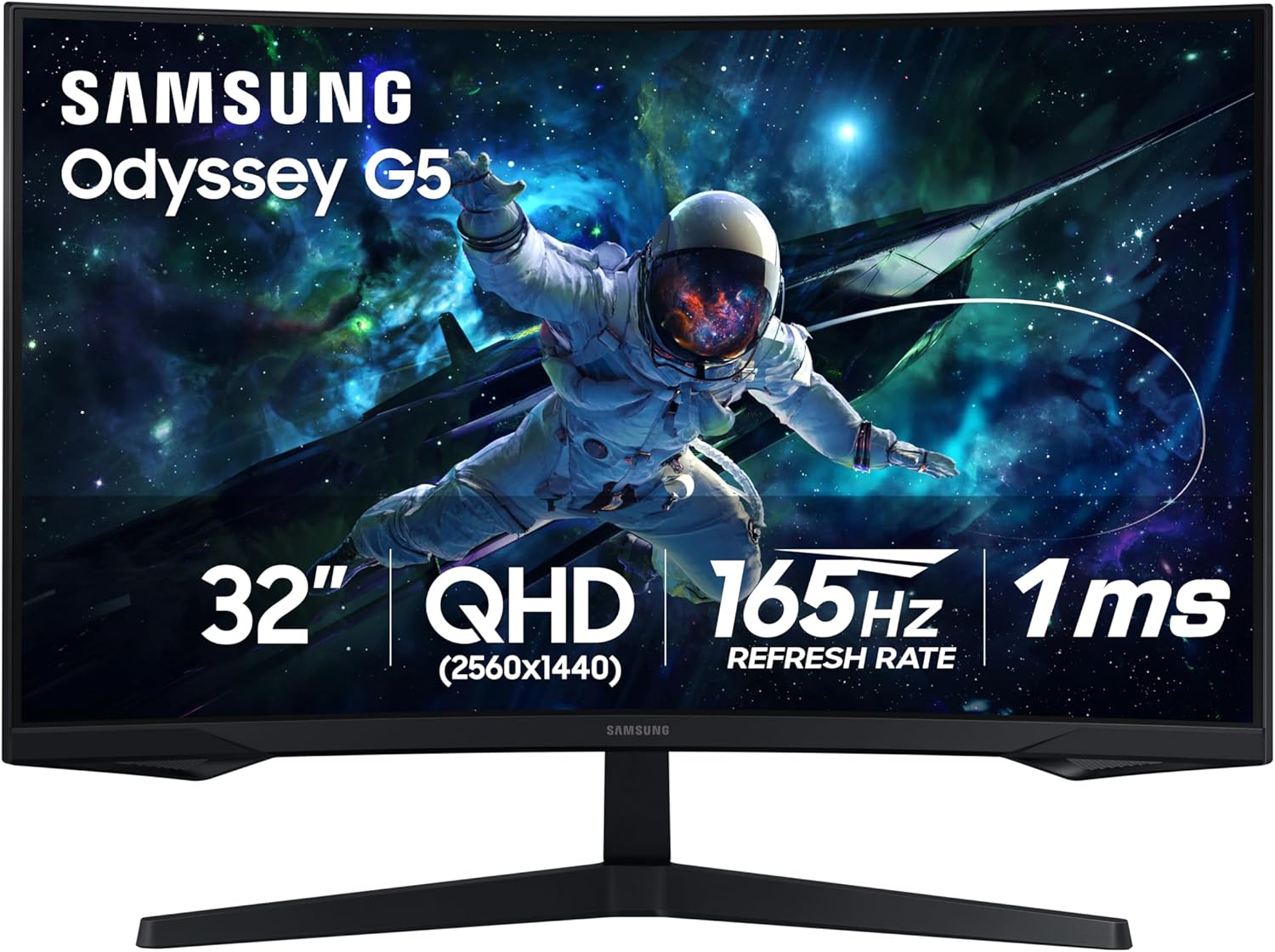 SAMSUNG 32 Odyssey G55C Series QHD 1000R Curved Gaming Monitor  1ms(MPRT)  HDR10  165Hz  AMD Radeon FreeSync  Eye Care  Glare Free  Sharp Resolution LS32CG550ENXZA