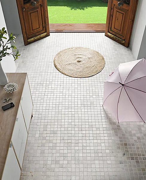 Carrelage de mosaïque (Boite de 1m²), Plaque mosaïque mur et sol en marbre naturel coloris blanc - 30 x 30 cm
