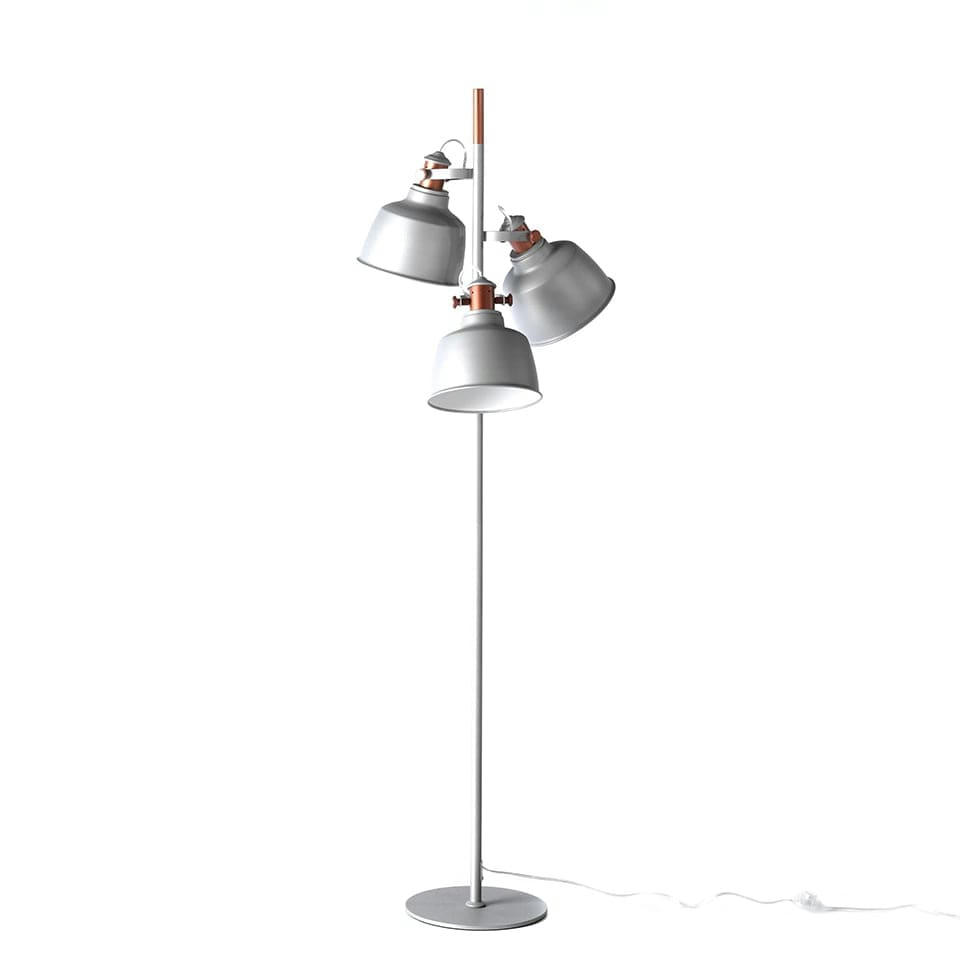 - Lampadaire en acier gris et bronze