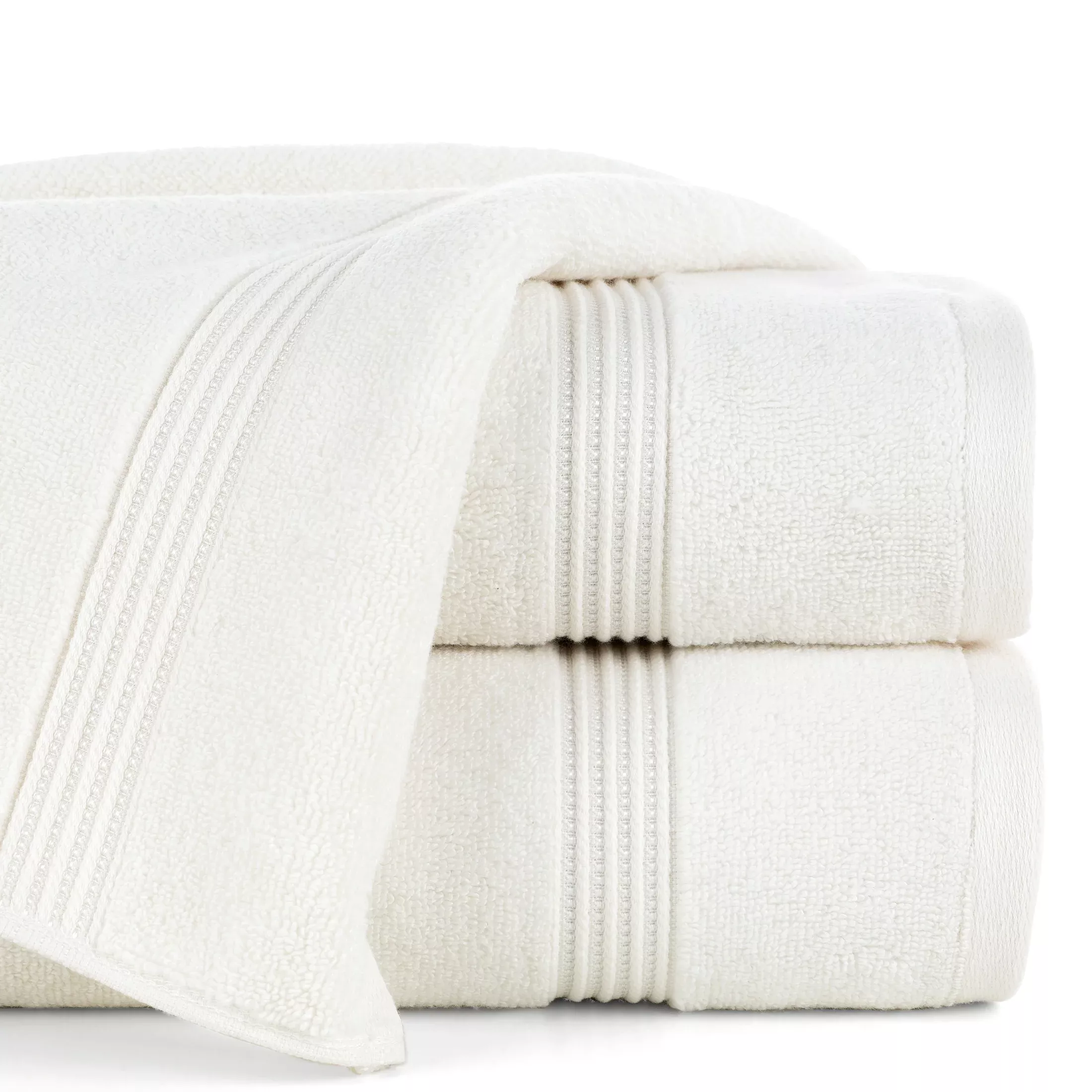 Ręcznik kąpielowy 50x90 cm bawełniany kolor kremowy 0 twist zdobiony paseczkami 550 g/m2 MOLLY