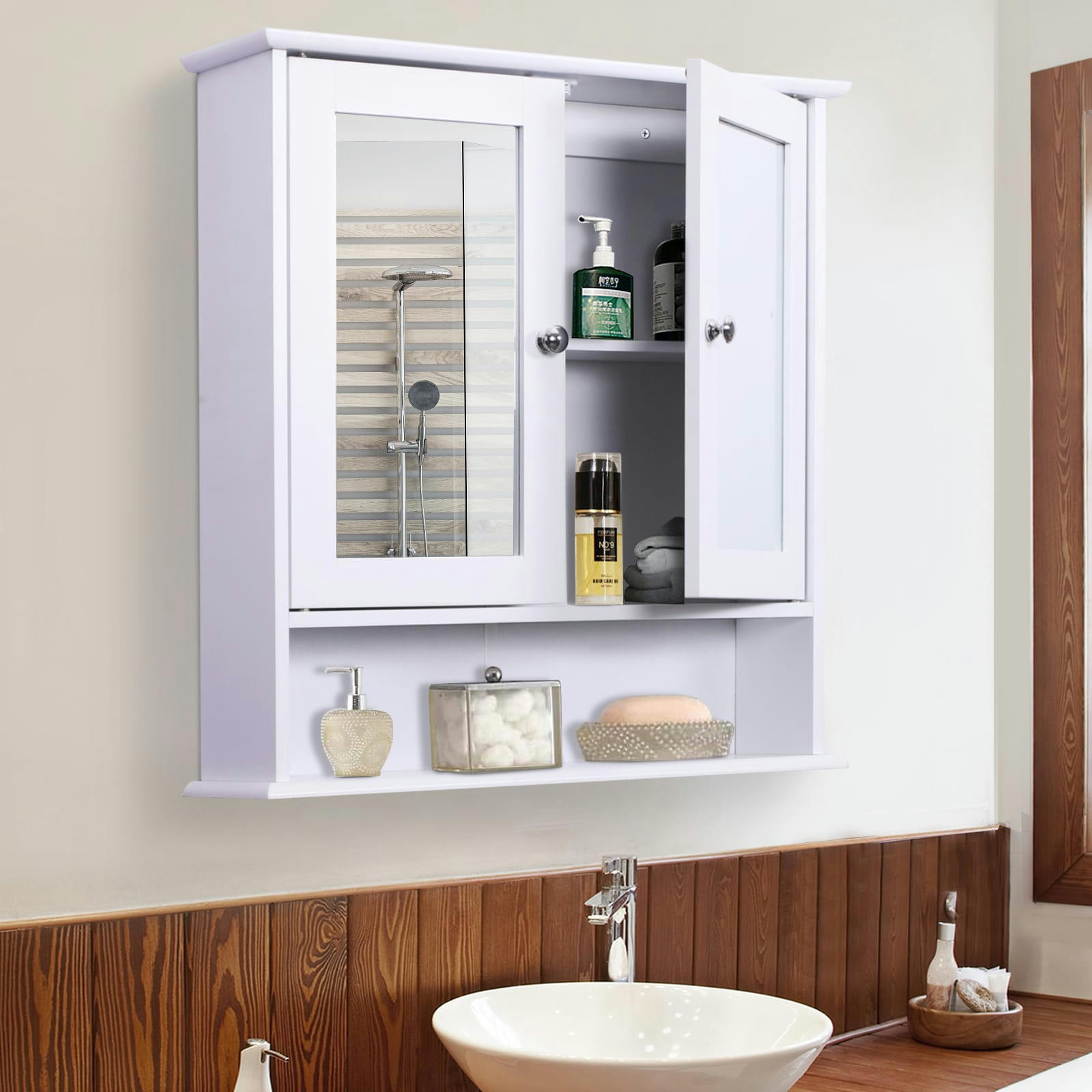 - Armoire murale double porte miroir MDF