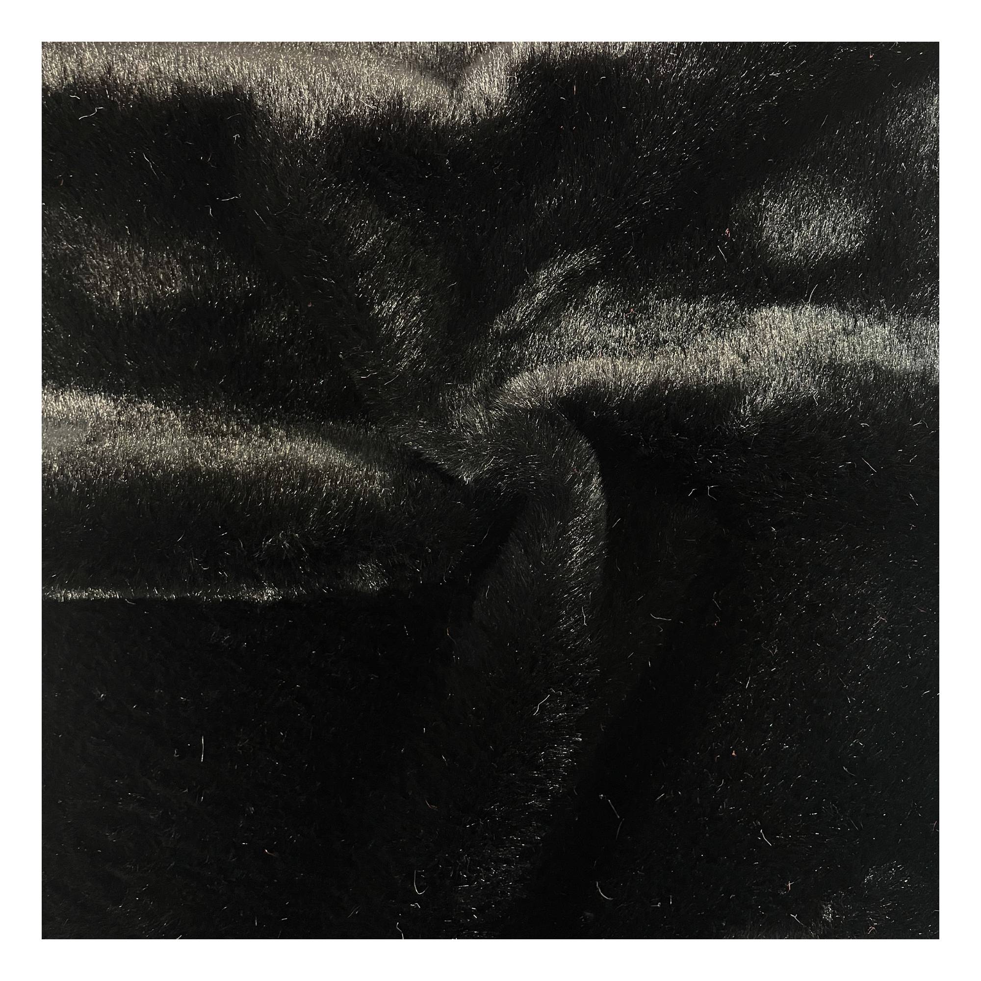Black Polyester Fur Pile Fabric by the Metre
