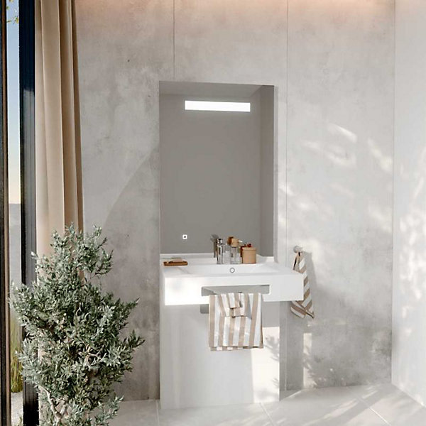 Meuble LEA 70 cm avec plan vasque et miroir LED ELEG Plus ht105